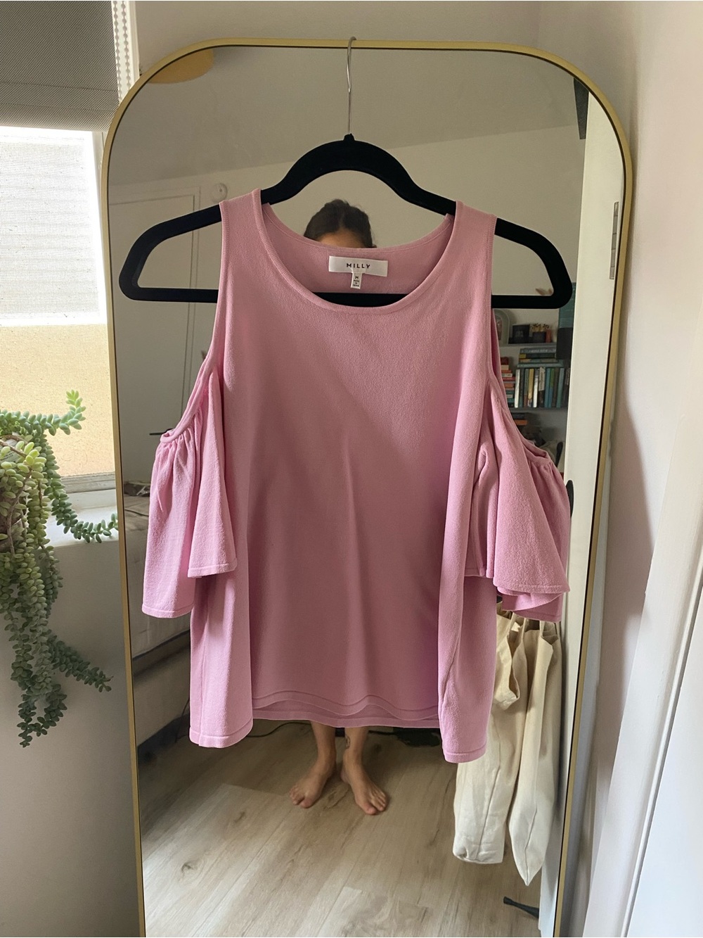 Milly Dusty Pink Cold-Shoulder Ruffle Top - Picture 3 of 4